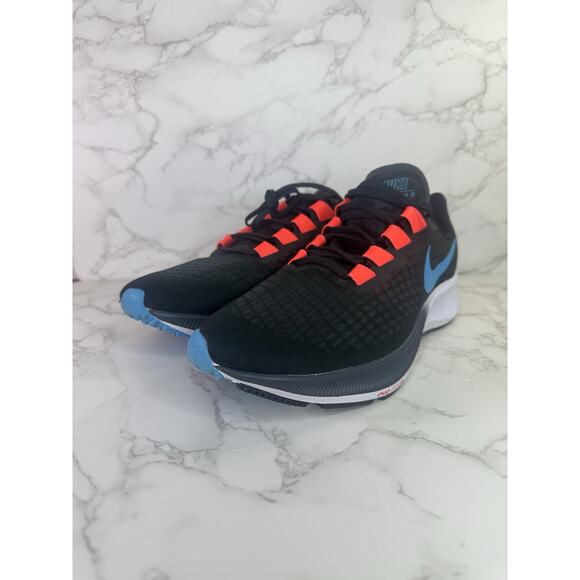 NIKE AIR ZOOM PEGASUS 37 OFF NOIR BLACK-BLUE FURY SZ 11 [BQ9646-011] - Picture 1 of 7